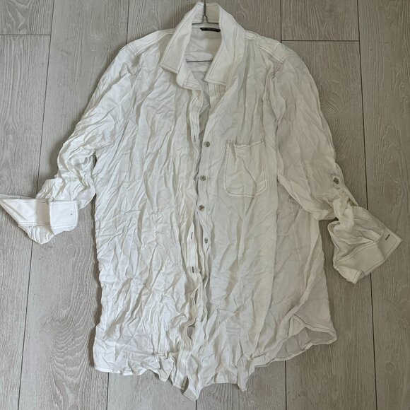 Ann Demeulemeester large white blouse boyfriend oversize silk button dow… - Picture 3 of 16